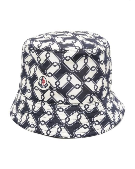 Moncler White Chain-Print Bucket Hat