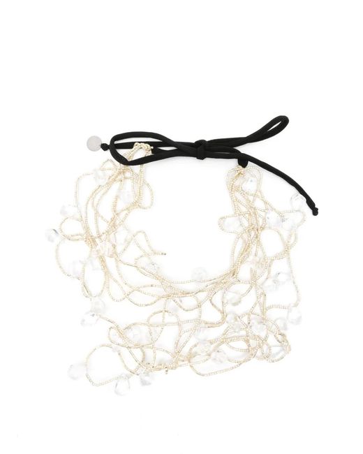 Maria Calderara White Beaded Multi-Strand Necklace
