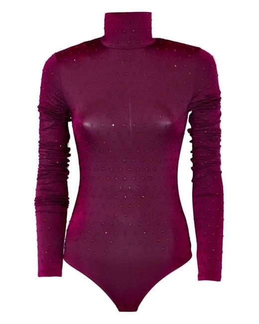 ANDAMANE Purple High-Neck Bodysuit