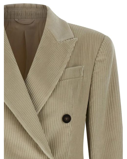 Corduroy double-breasted jacket Brunello Cucinelli de color Natural
