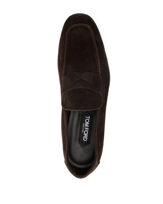 Tom Ford Brown Sean Penny-Slot Suede Loafers for men