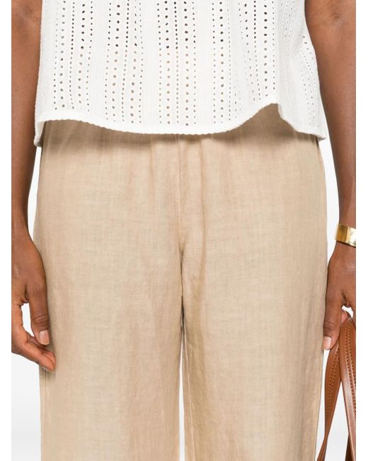 120% Lino Natural Elastic-Waist Linen Trousers