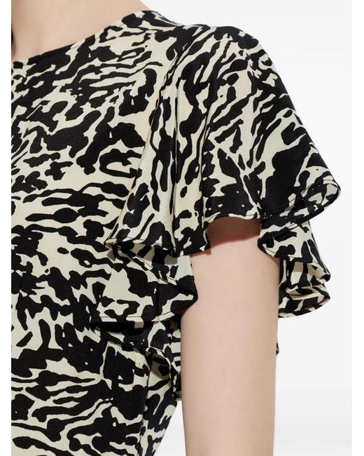 Ulla Johnson Black Robe Longue Amaia À Imprimé Animalier