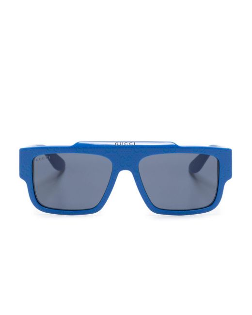 Gucci Blue Gg Supreme Square-Frame Sunglasses for men