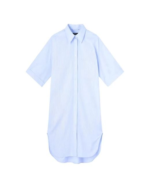 A.P.C. Blue Chiara Striped Shirt Dress