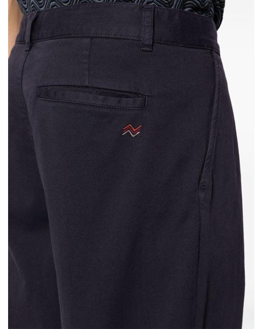 Missoni Blue Logo-embroidered Mid-rise Chinos for men