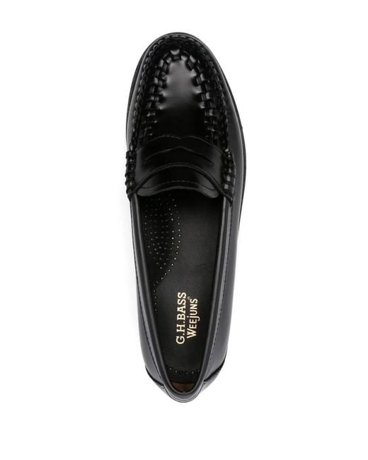 G.H.BASS Black Weejuns Weave Penny Loafers
