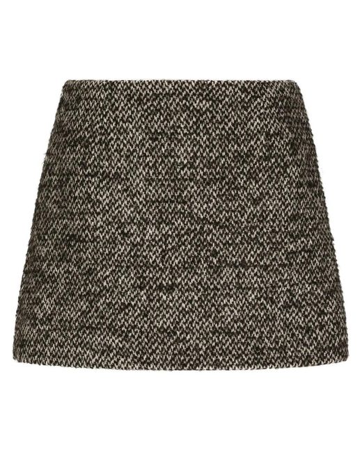 Dolce & Gabbana Gray Speckled Tweed Miniskirt