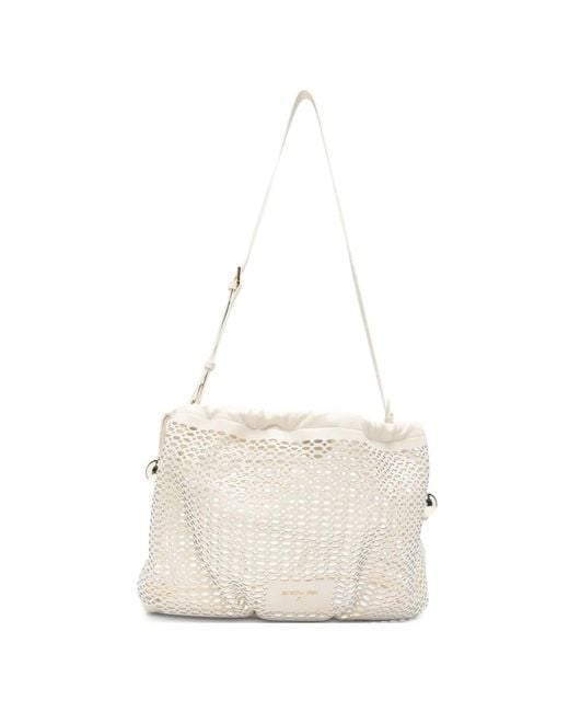 Patrizia Pepe White Medium Bubble Leather Shoulder Bag