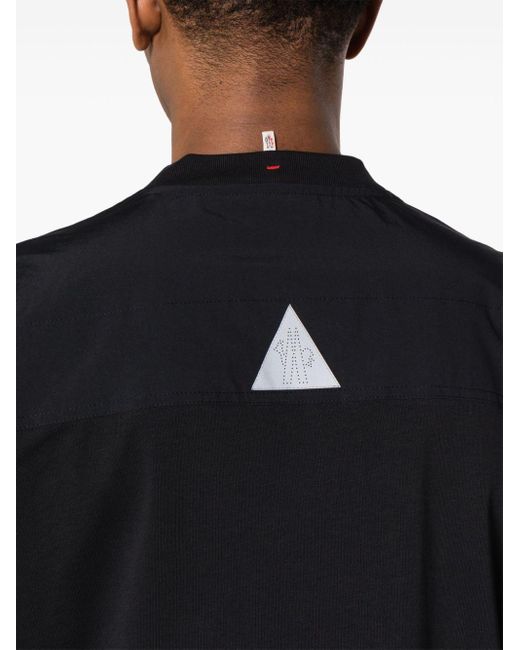3 MONCLER GRENOBLE Black Logo-patch Cotton T-shirt for men