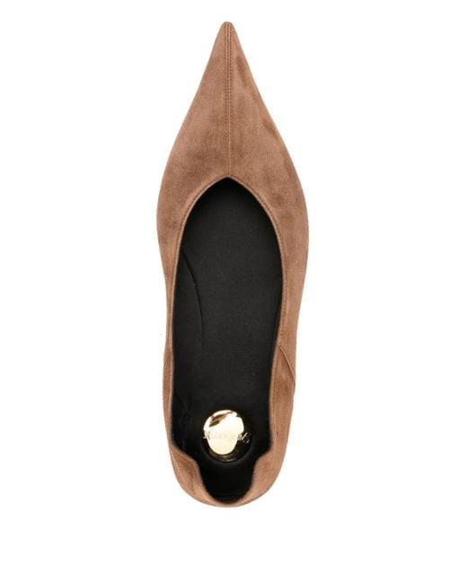 Saint Laurent White Pointed-Toe Suede Ballet Flats