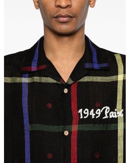 KHOKI Black Plaid Text Shirt for men