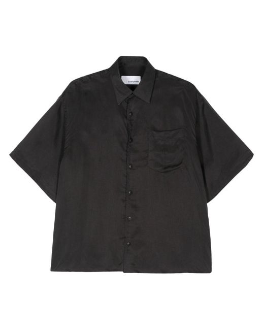 Costumein Black Short-sleeve Satin Shirt for men