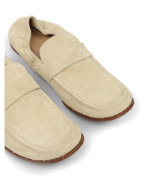 MM6 by Maison Margiela White Leather Loafers