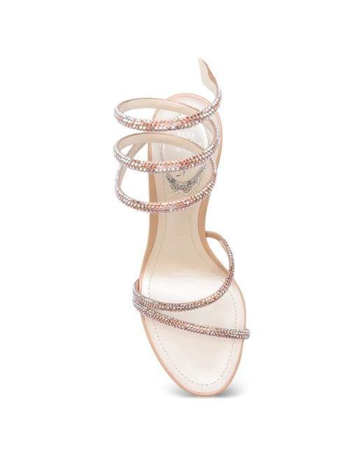Rene Caovilla White Cleo Crystal-Embellished Sandals