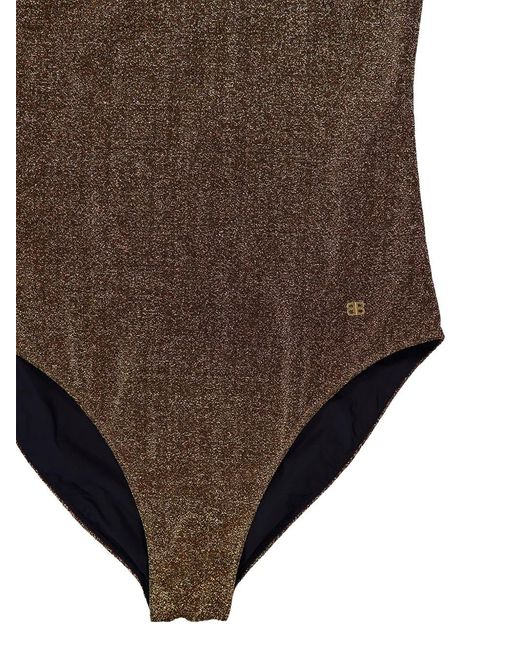 Balenciaga Brown Glitter-Detail Swimsuit