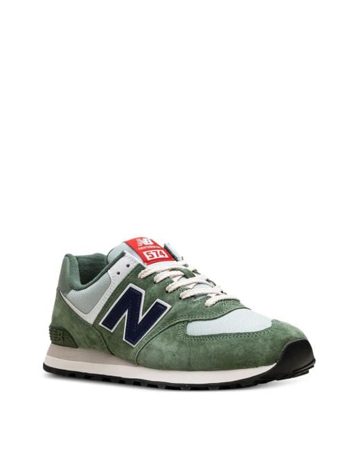 New Balance Green 574 Suede Sneakers for men