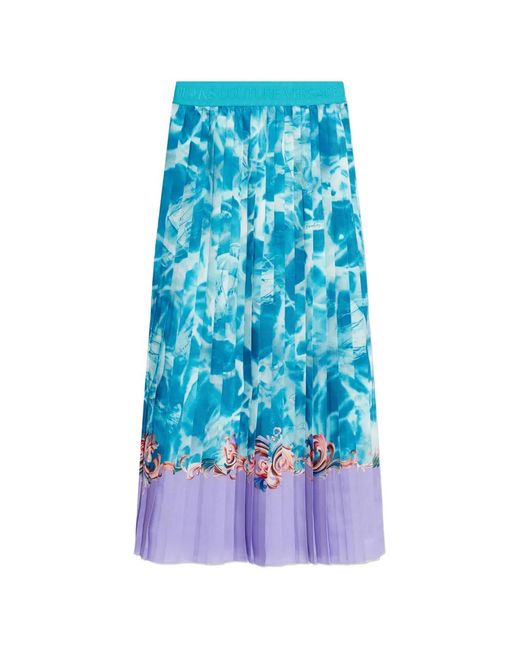 Versace Jeans Couture Blue Pleated Midi Skirt