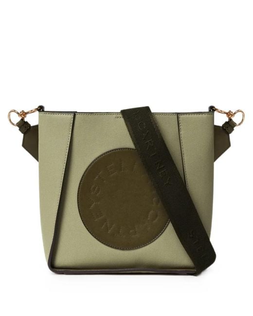 Stella McCartney Green Perforated-Logo Cotton Shoulder Bag