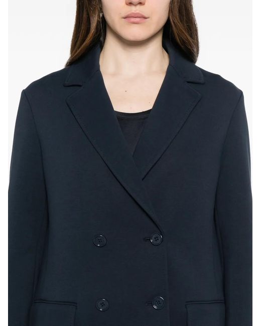 Max Mara Blue Double-Breasted Pocketed Jacket