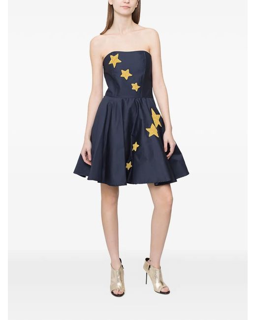 History Repeats Blue Star Strapless Dress