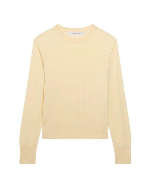 Another Tomorrow White Fine-Knit Wool Long-Sleeve Top