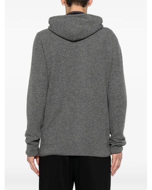 Eleventy Gray Zip-Up Cashmere Hood Cardigan for men