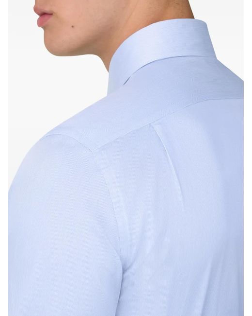 Boggi Blue Spread-Collar Twill Shirt for men