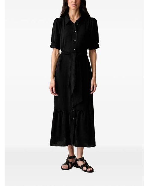 Morgan Black Belted Tiered Midi Dress