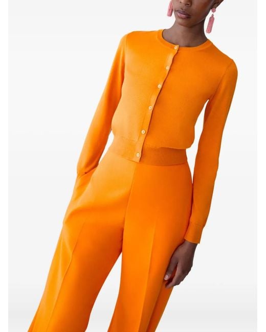 Carolina Herrera Orange Crewneck Cardigan