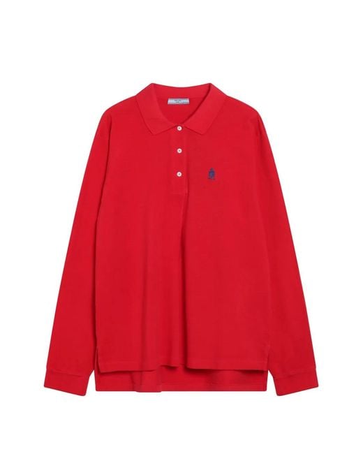 Prada Red Long-Sleeved Cotton Piqué Polo Shirt