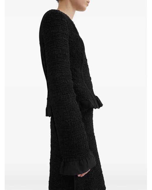 Jil Sander Black Chaqueta Puños-Dobladillo Drap Negro