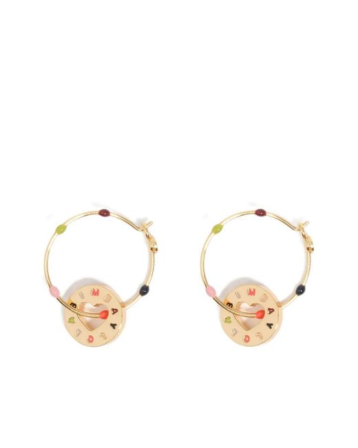 Bimba Y Lola Metallic Heart Hoop Earrings