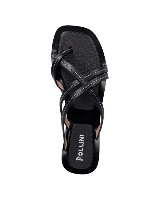 Pollini Black Sandales À Coutures Contrastantes