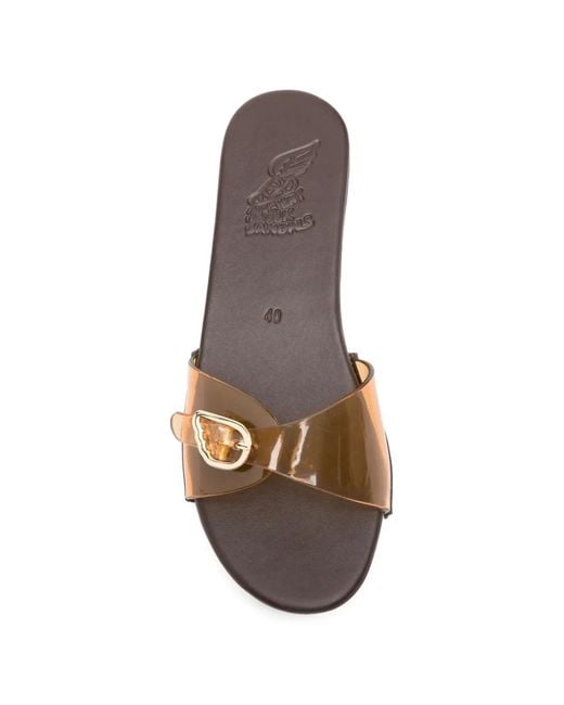 Ancient Greek Sandals White Omonia Buckle-Detail Sandals