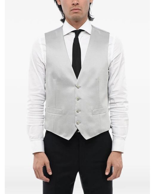 Corneliani White Single-Breasted Jetted-Pocket Waistcoat for men