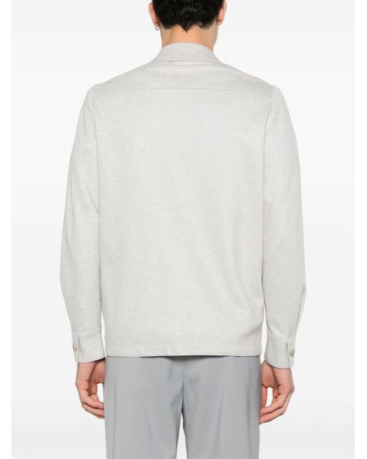 Eleventy White Mélange-effect Shirt Jacket for men