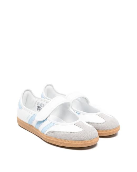 Adidas White Samba Jane J Strap Sneakers