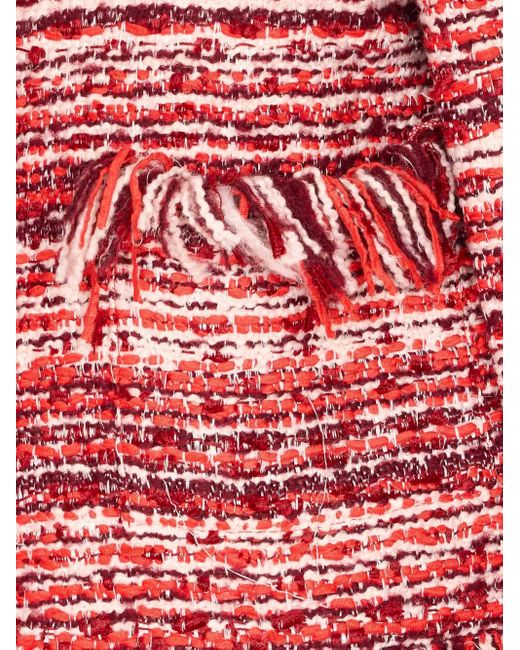 Essentiel Antwerp Red Fringed-Trim Tweed Jacket