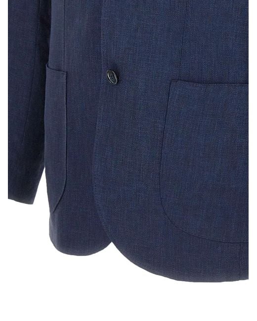 Barba Napoli Blue Button Blazer for men