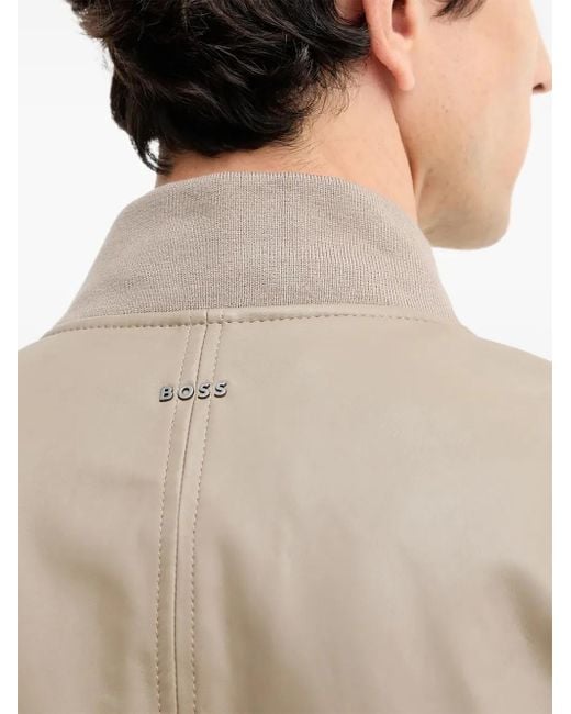 Veste En Cuir Jobrice À Fermeture Zippée Boss pour homme en coloris Natural