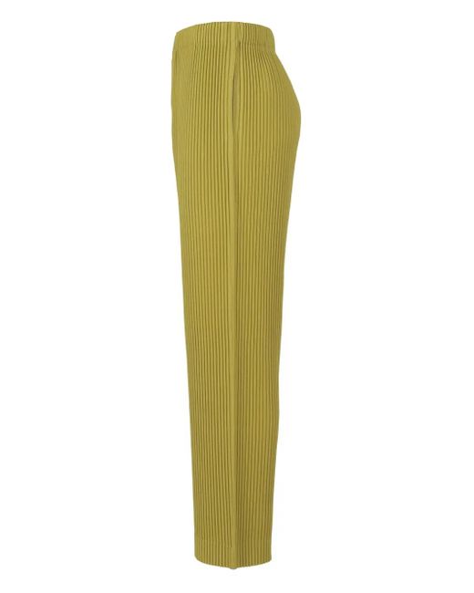 Homme Plissé Issey Miyake Green Plissé-Effect Tapered Trousers for men