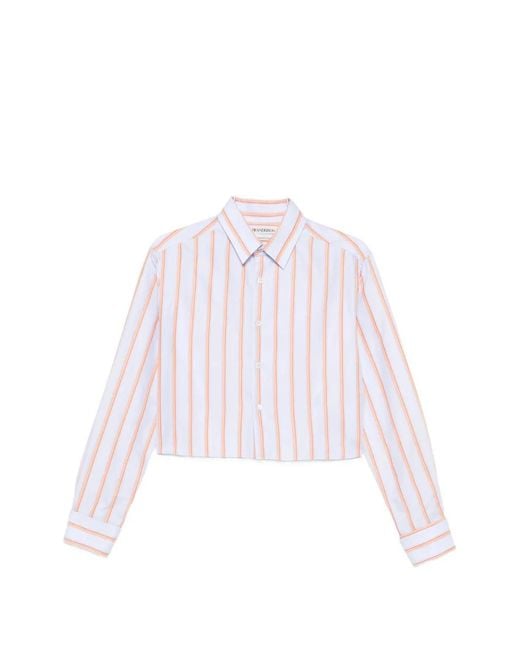 J.W. Anderson White Striped Cropped Shirt