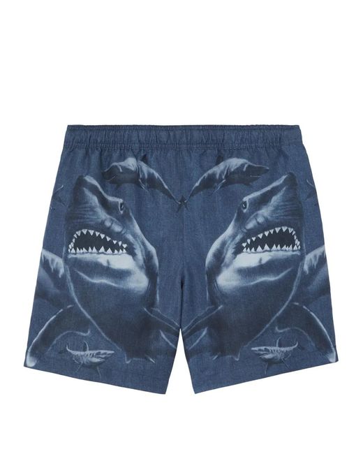 Burberry Blue Shark-Print Swim Shorts for men