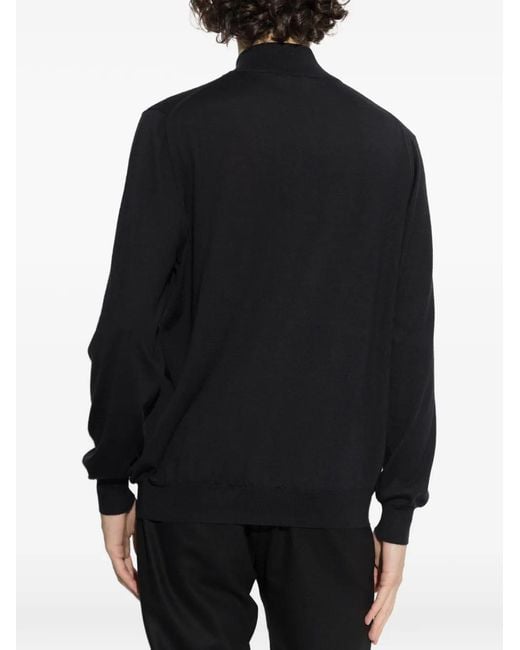 Kiton Black Half-Zip Turtleneck Sweater for men