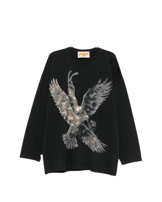 PDF Black Graphic-Print Long-Sleeves Sweatshirt for men