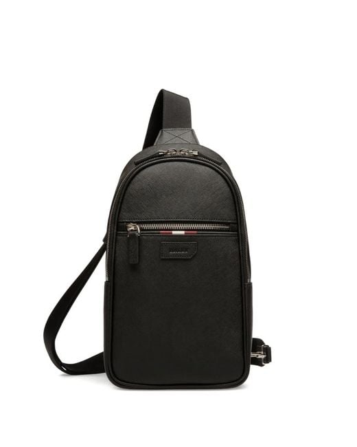 Bally Black Leather Sling Backpack for men