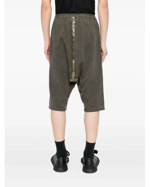 69 Gray Elasticated-Waistband Drop-Crotch Shorts for men
