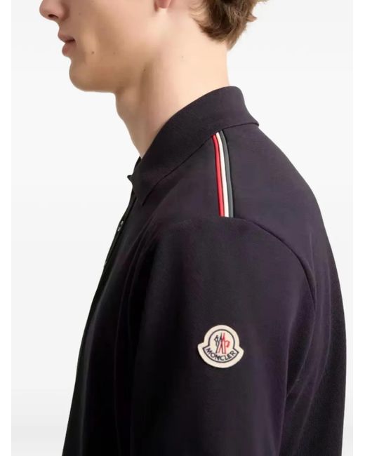 Polo À Patch Logo À Bord Rayé Moncler pour homme en coloris Black