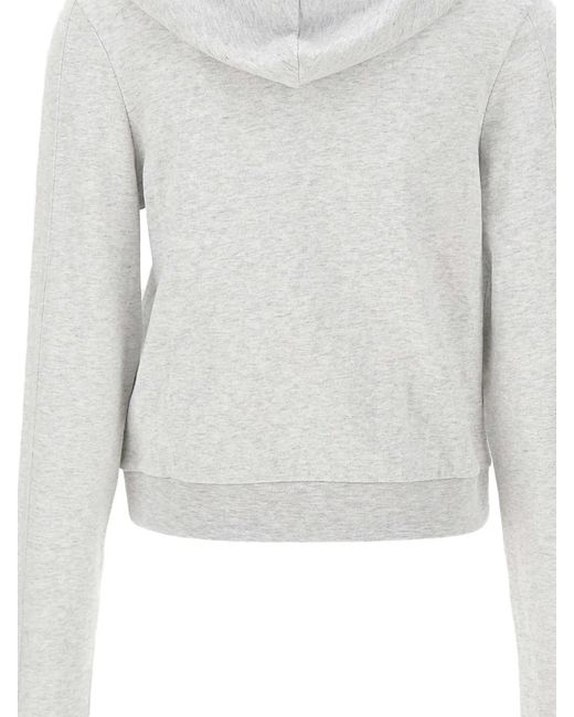Entire studios White Zip Drawstring Cropped Hoodie